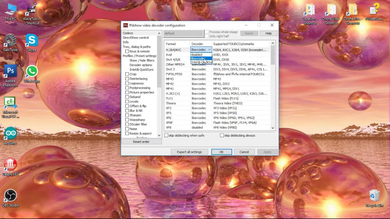 Update ffdshow codec settings