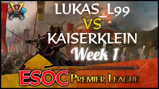 [aoe3] (mds) lukas_l99 vs (cmc) kaiserklein − week 1 the esoc
premier league