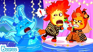 Fire Groom, Lets Play With Water Bride Too Fire Vs Water Bride Kids Cartoon Bearee Kids Show