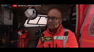 BBC London News broadcast live from London's Air Ambulance Charity's helipad.