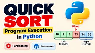 Details 18 Quick Sort Program Execution in Python | Partitioning & Recursion Step by Step Update