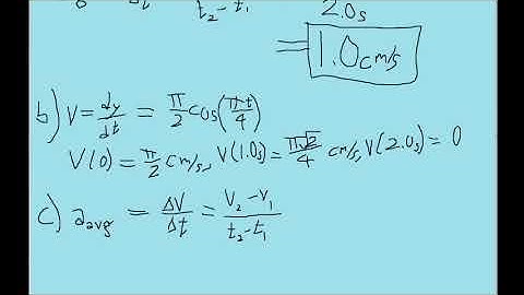 The position of a particle as it moves along a y axis is given by y = (2.0 cm) sin (πt/4), with t in