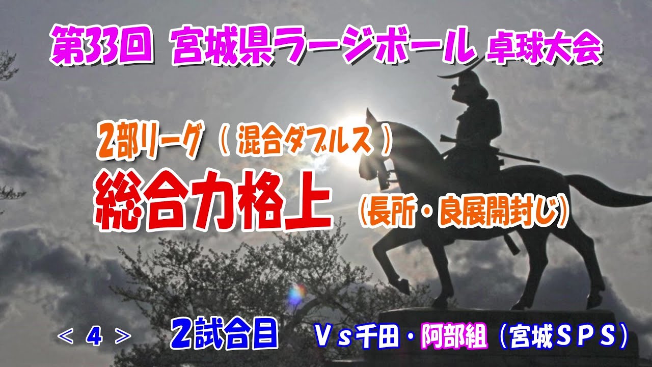 第33回宮城県ラージボール大会④ 総合力格上（長所／良展開封じ）　混合ダブルスの２部リーグ第二試合目