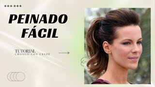 Peinado fácil y sencillo para fiestas y reuniones // Chongo con crepé // Easy updo for parties