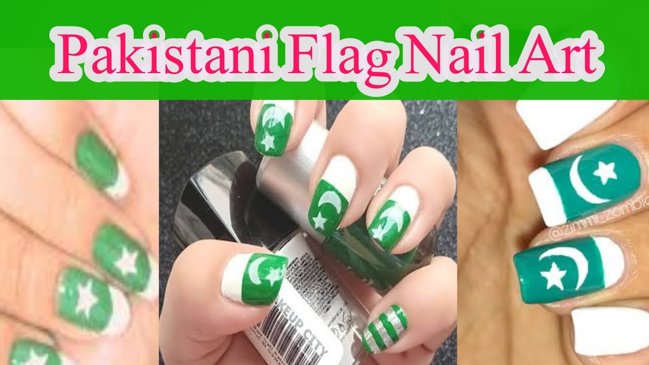 Pakistani Flag Nail Art || Nail Art Flag Design Easy and Simple Steps ...