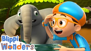 Blippi wonders what do elephants use their trunks for? | Blippi Wonders Educational Videos for Kids