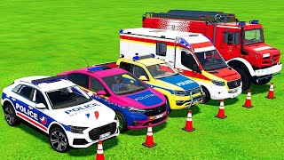 DACIA, AUDI, VOLKSWAGEN POPLICE CARS and MERCEDES, FORD AMBULANCE EMERGENCY TRANSPORT - FS22