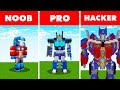 Minecraft NOOB vs. PRO vs. HACKER : TRANSFORMER MINECRAFT BUILD CHALLENGE in Minecraft!