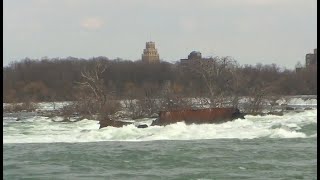 Historic iron scow in the Niagara River has broken into several pieces