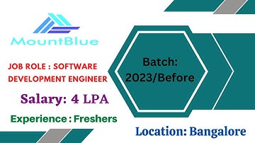 MountBlue Technologies Off Campus Hiring Freshers for the Role of Software Development Engineer |