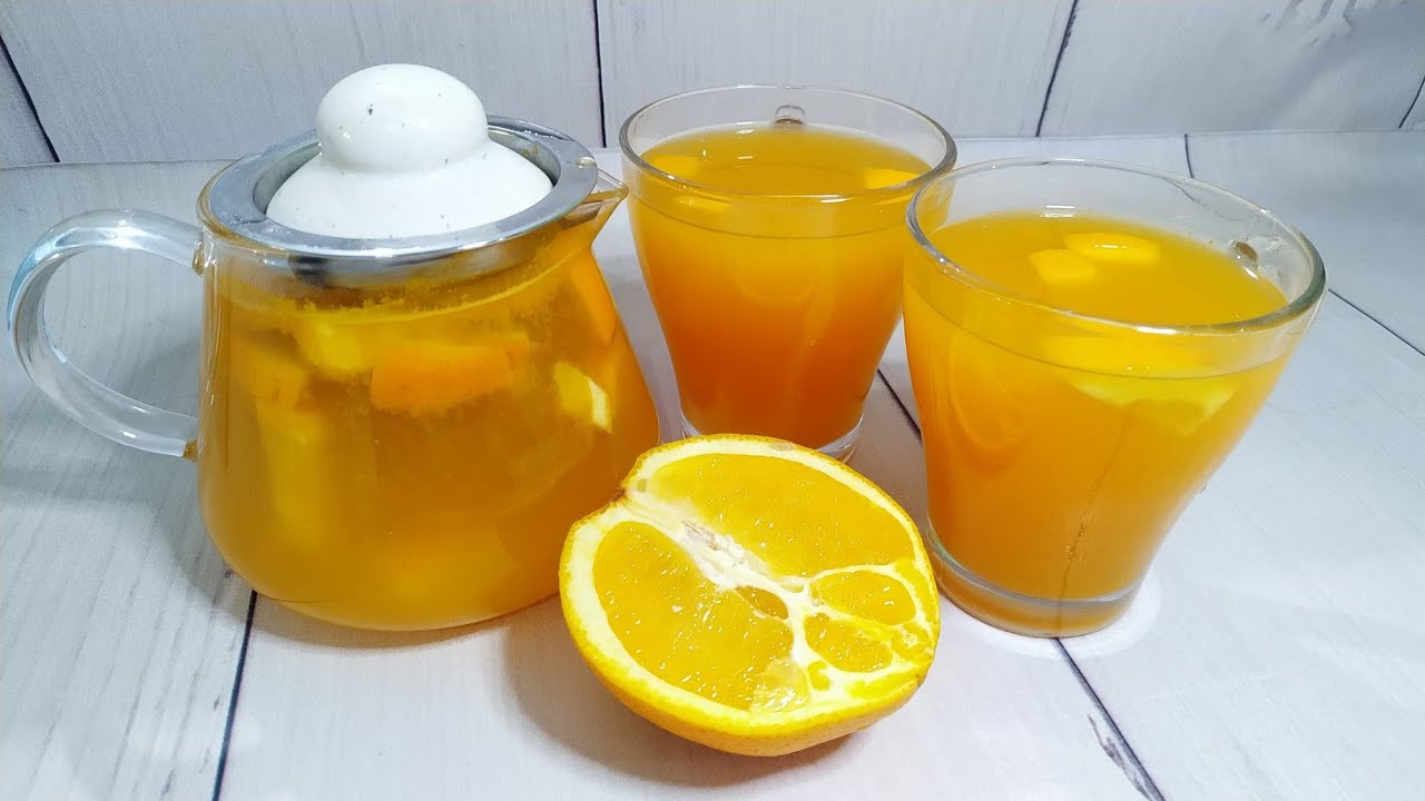 Hot sea buckthorn tea with ginger and orange.Useful vitamins for the human body