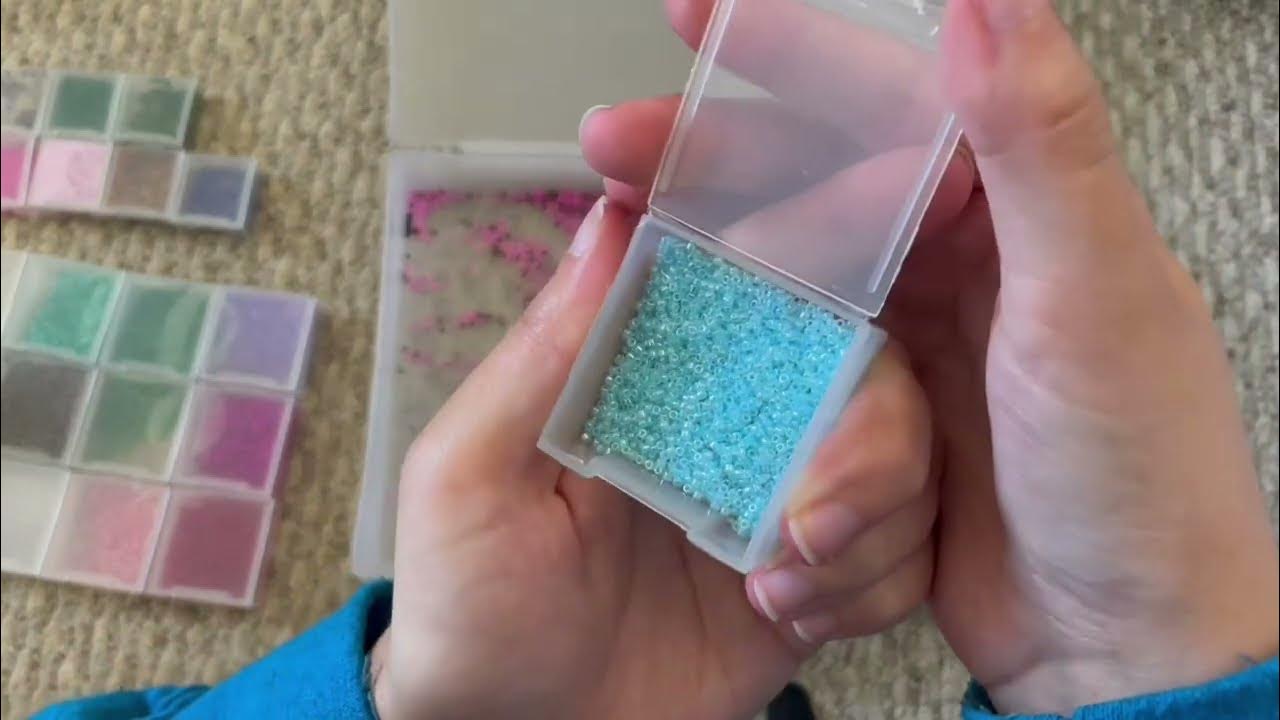 ASMR // Organize Seed Beads with Me Bead Sounds, Plastic Container