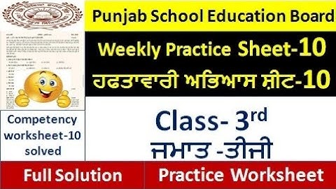 pseb competency based paper class 3 punjabi worksheet 10 test 2024 l fully solved #pseb #class3