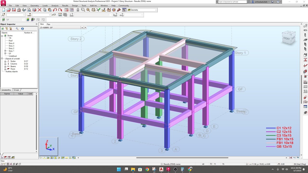 2. Five Story Building Design in Autodesk Robot Structural Analysis ...