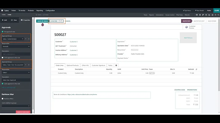 Set Approvals on any Forms in #odoo using Studio App
