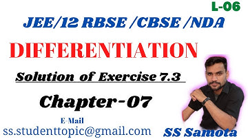 RBSE Class 12 Maths Chapter 7/DIFFERENTIATION L-06/अवकलन /Exercise 7.3 Complete/#Studenttopics #JEE