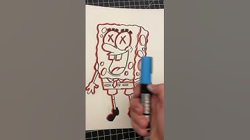 Drawing Spongebob With Posca markers! Glitch Effect #shorts