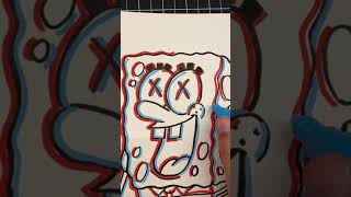 Drawing Spongebob With Posca markers! Glitch Effect #shorts