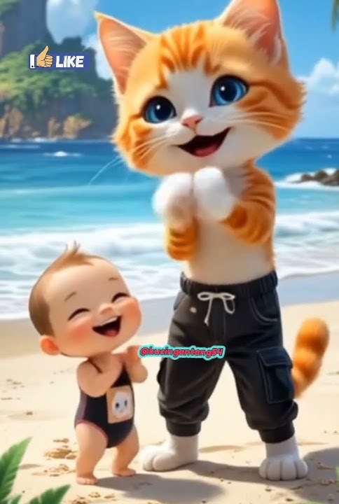 Kucing lucu dan bayi nyanyi pok ame ame #kucing #kucinglucu #bayilucu #pokameame #cilukbaa