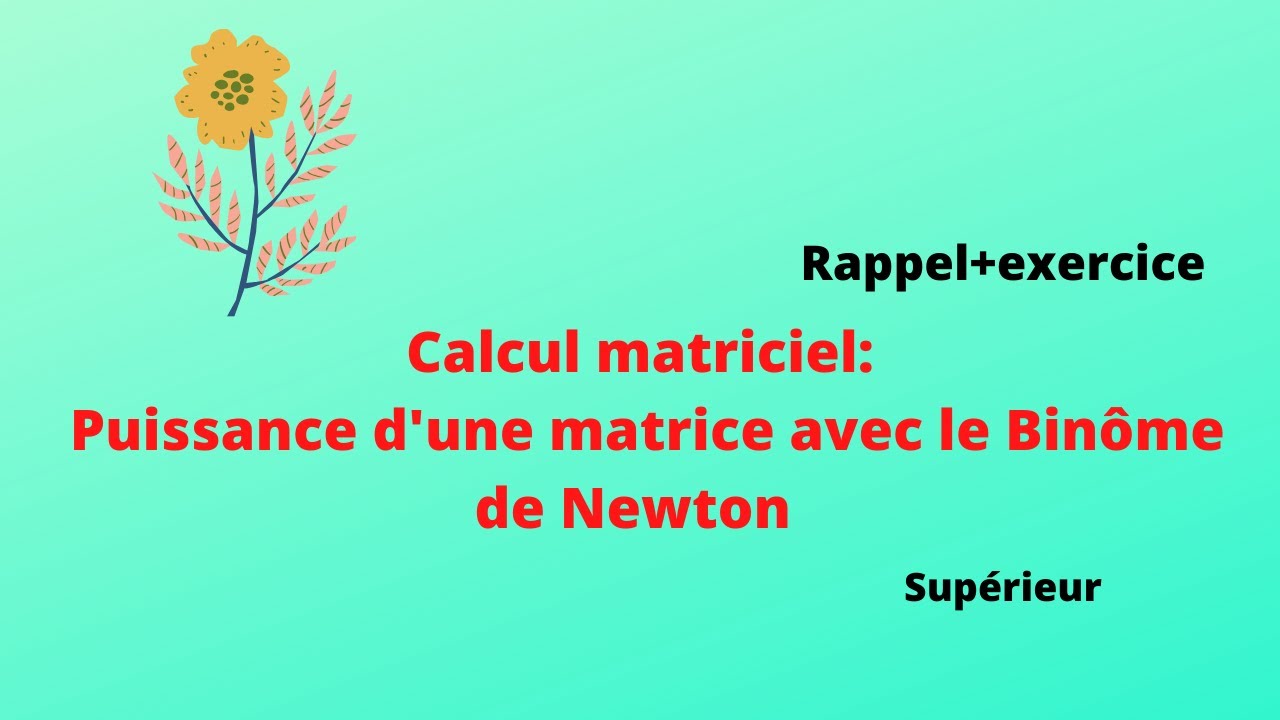 Puissance énième d'une matrice avec le binôme de Newton YouTube — free download