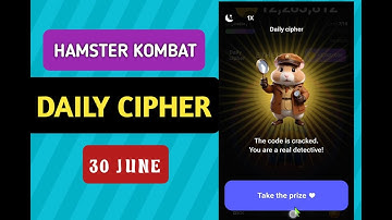 30 JUNE HAMSTER KOMBAT Daily Cipher || Morse Code 1 Million Combo Reward