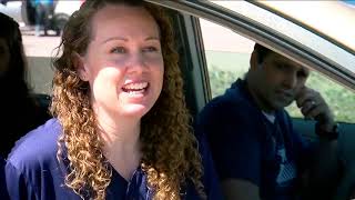 Teachers and staff of Aurora Frontier organized a parade through their neighborhood for students