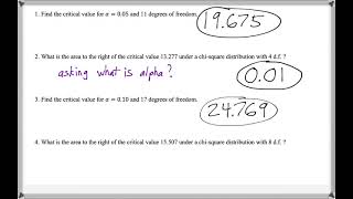 Math 209 : 11.1 #3, #4 (Statistics Tutorial : The Chi-Square Distribution)