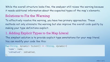 Troubleshooting Flutter DART: Fixing the Missing type arguments for map literal Warning