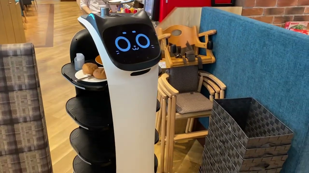 CAT ROBOT IN JAPAN SERVES FOOD
