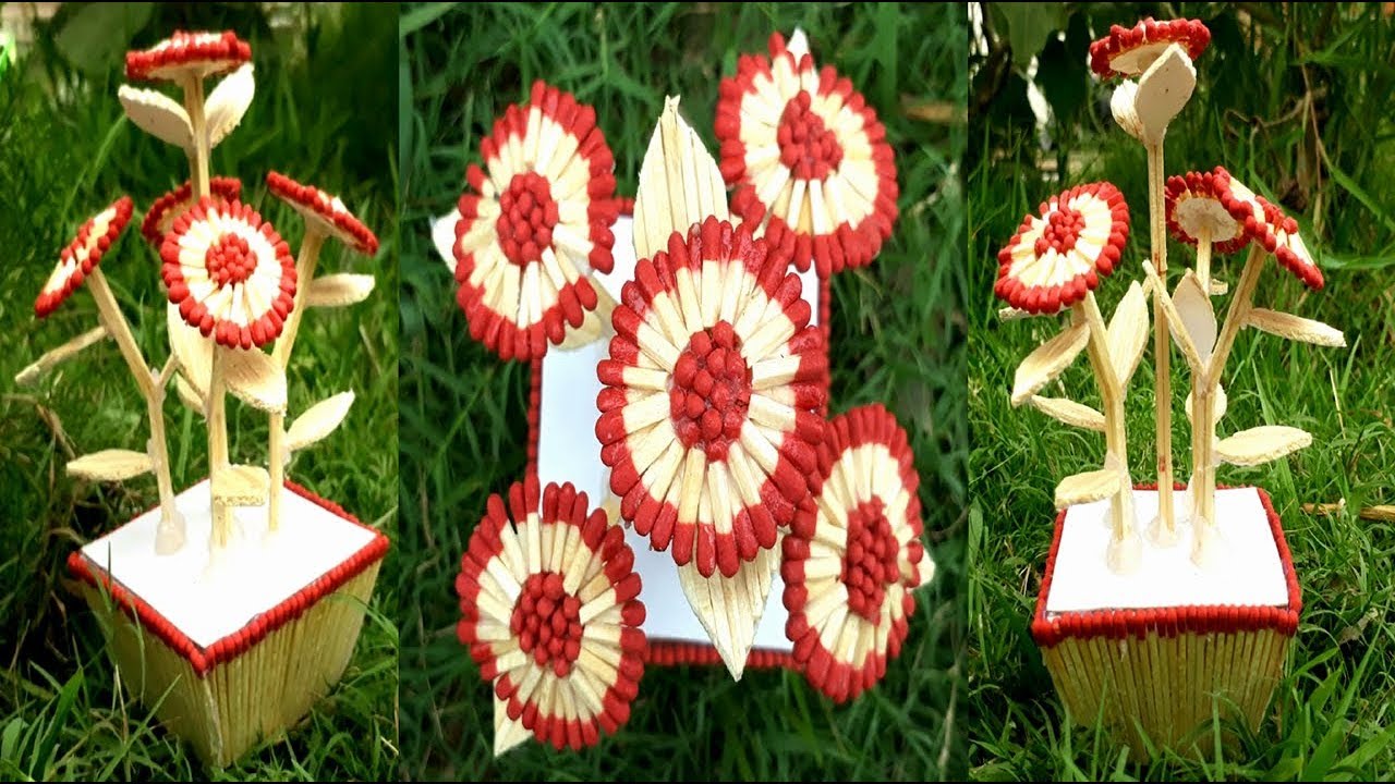 Matchsrick art how to make flower pot from matchstick matchstick