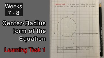 Grade 10 Wk7-8 Learning Task1: Center-Radius form of the Equation