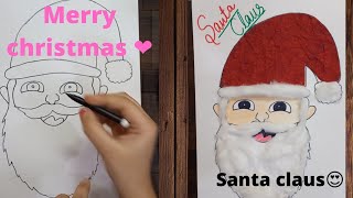 how to draw a santa claus || with cotton|| christmas tutorial|| santa claus easy draw tutorial||