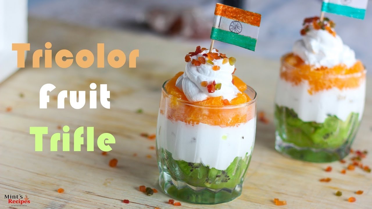 Tricolor Fruit Trifle Recipe-Republic Day Special 2017-Indian Pudding Recipe | MintsRecipes