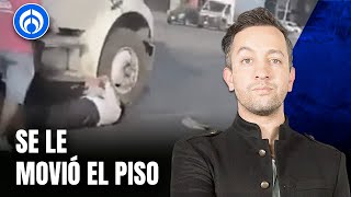 Candidato a la alcaldía de Monterrey sufre aparatosa caída de un camión