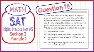 Question 18 in SAT Digital Practice Test #5, MATH Section 2 Module 1