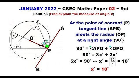 Paper2-CSEC-MATHS-335 ~ Circle Geometry & Tangent-Radius Theorem ~ January 2022 Number 9ai