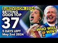 🏆 Who will be the WINNER of EUROVISION 2024? | Betting Odds TOP 37 (May 2nd - 5 days to go)