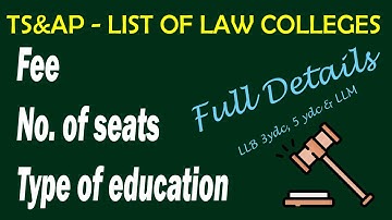 List of law colleges, fee and seats available in TS & AP | Must watch |  Krishna