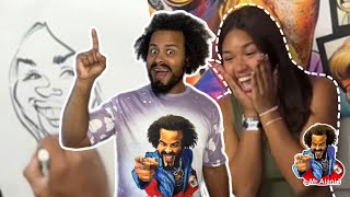 Kai gets drawn by Mr. Alani J at The Most Viral Caricature Team!