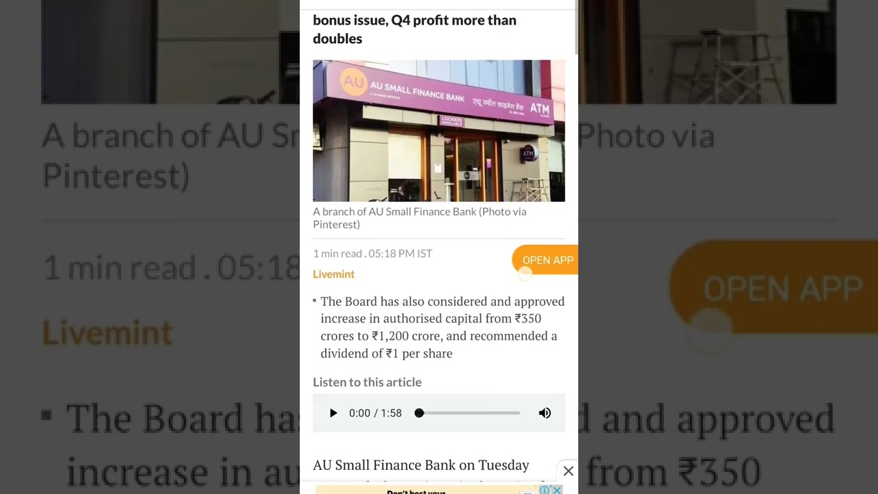 Au small finance bonus issue 