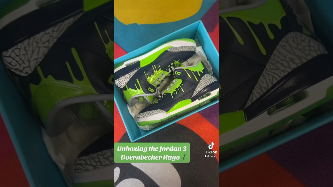 Unboxing the Jordan 3 Doernbecher &ldquo;Hugo&rdquo;🦎 #new #jordan #jordan3 #sneaker #sneakers #shoes #like
