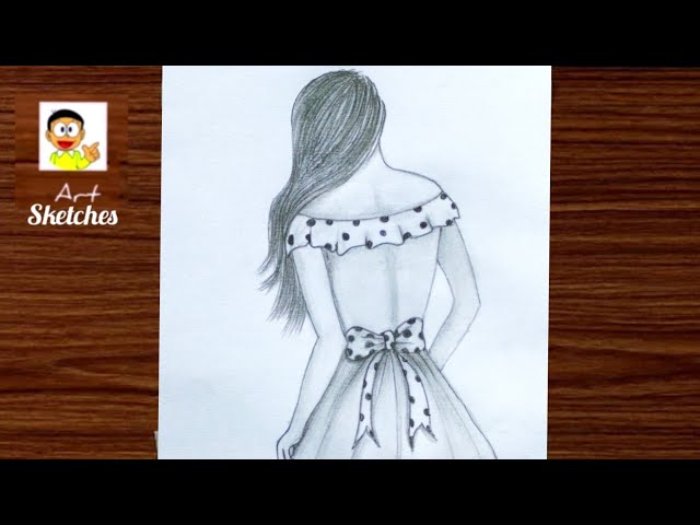 How to Draw a Girl - Back Side ll Bride Drawing ll Traditional Drawing ll Girl  Drawing ll - YouTube