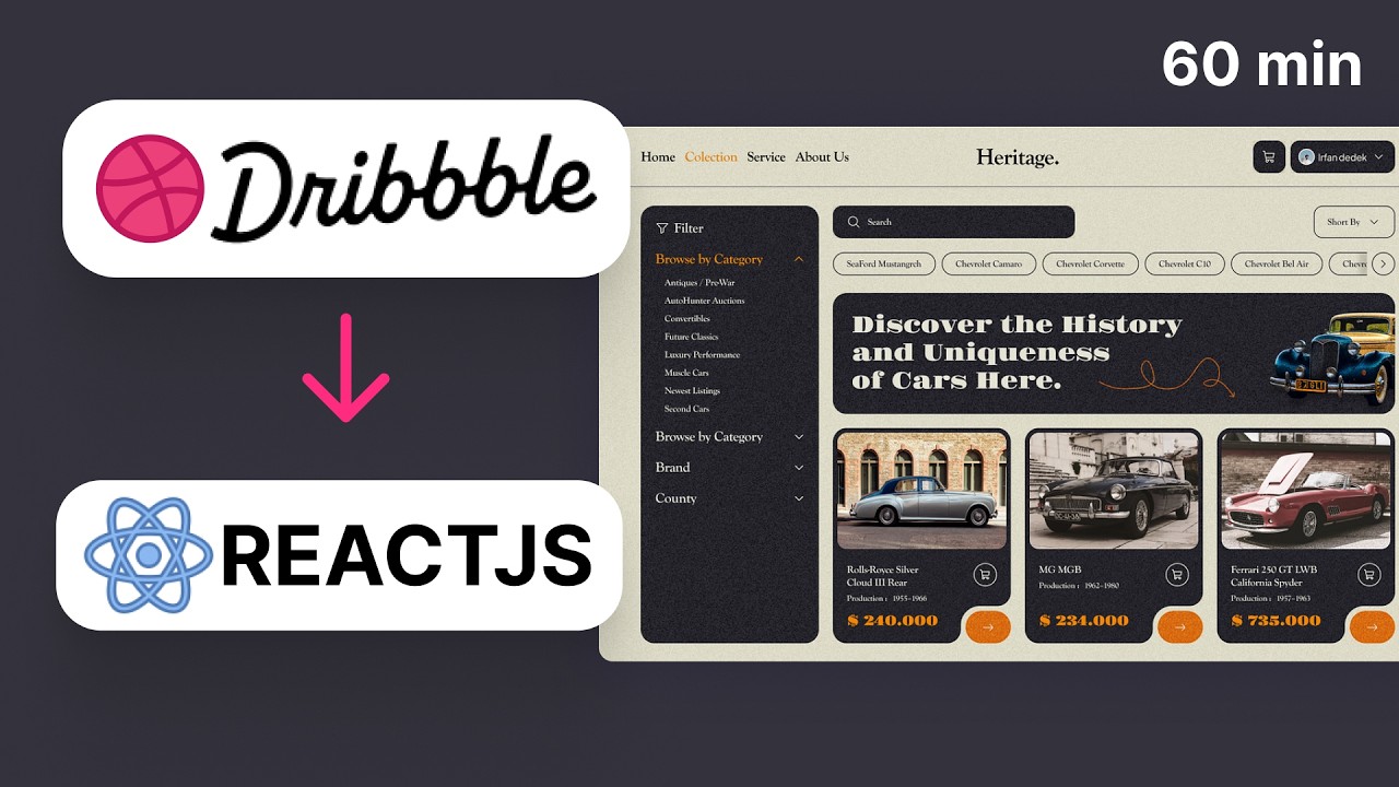 De un Diseño en Dribble a React en 1 hora - YouTube