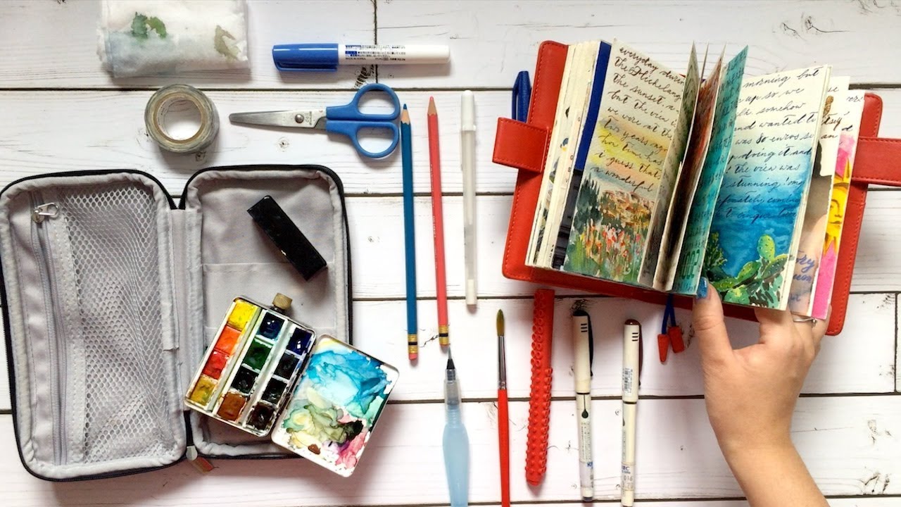 Travel Art Supplies and Sketchbook Flip Through 