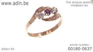 Victorian antique ruby ring with old cut diamonds gold 18k. (Adin reference: 00180-0637)