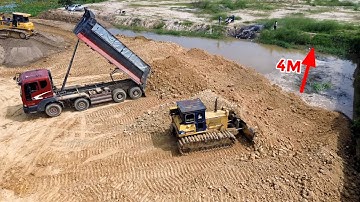 95% Completed Now by Bulldozer SHANTUI DH17C2 & KOMATSU D41P continue filling up the swamp & Trucks