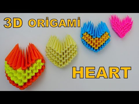 SIKILINCA.. EĞLENCELİ.. ÇOK KOLAY!. (3D Origami Kalp Yapımı) / How To Make 3D Origami Heart