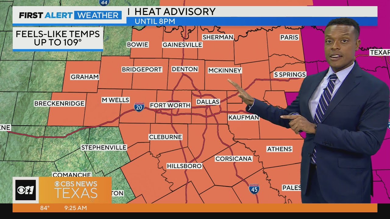 Heat Advisory in effect for most of North Texas - YouTube