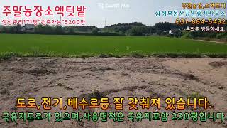 여주토지 여주시 대신면 171평 생산관리 전, 국유지60평사용  건축가능한 토지 5200만원 입니다. 사용면적은 약230평 입니다.