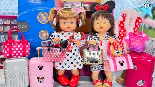 ANI y ONA VIAJE a DISNEYLAND con todos los accesorios para muñecas de MINNIE MOUSE